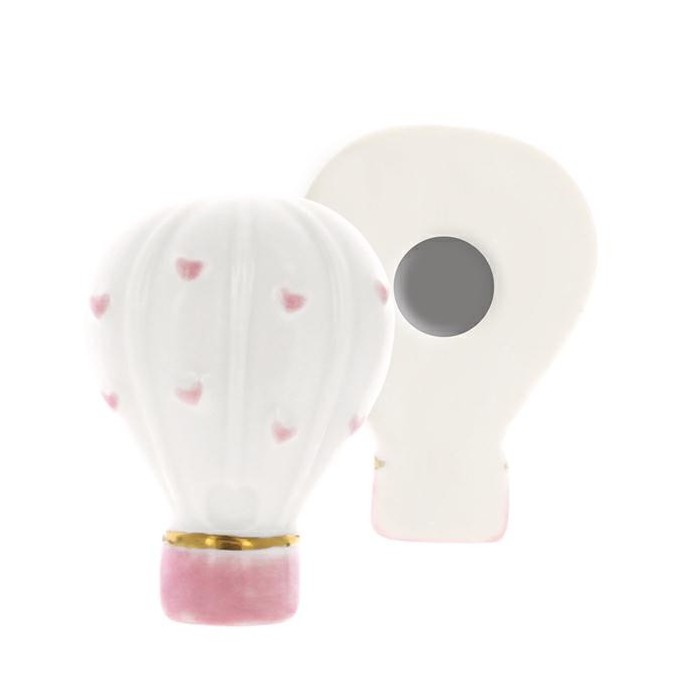 MAGNETE MONGOLFIERA CON CUORI ROSA PORCELLANA 4X5.5